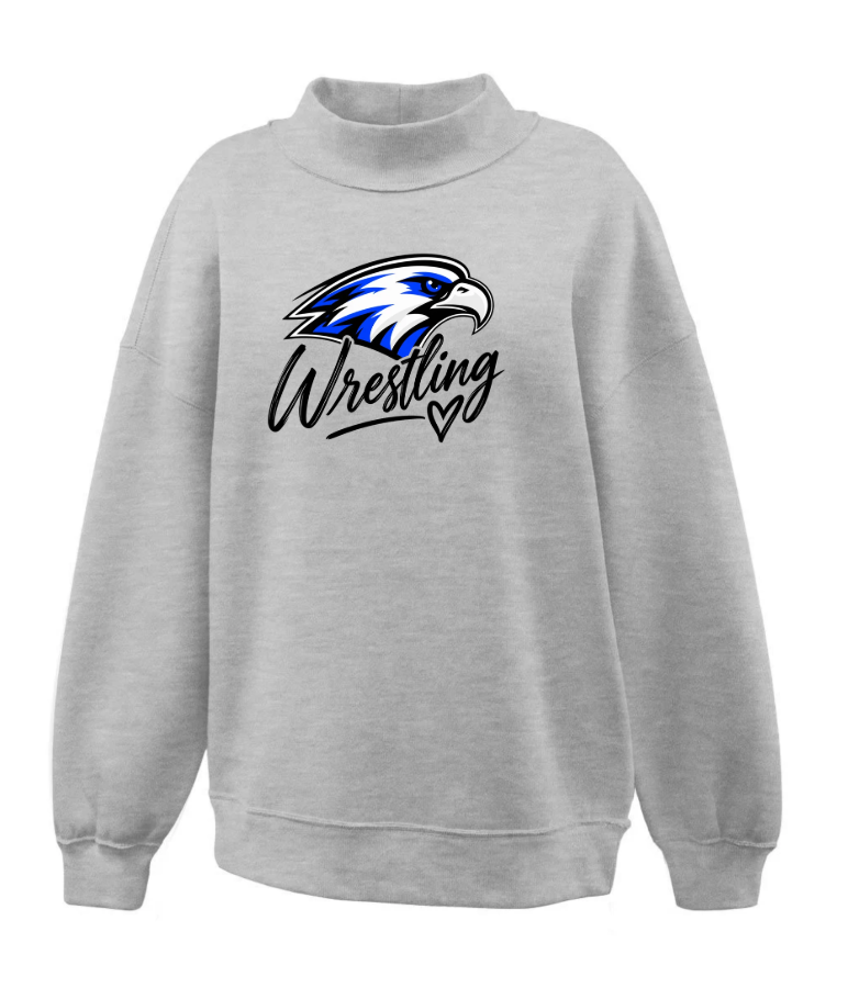 26-27 SF Wrestling Womens Mockneck Sweatshirt - Eagle Wrestling Emblem