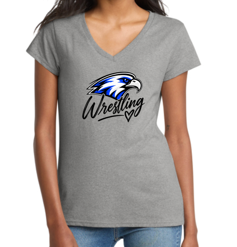26-27 SF Wrestling Women's Core Cotton V-Neck Tee / Eagle Wrestling Emblem