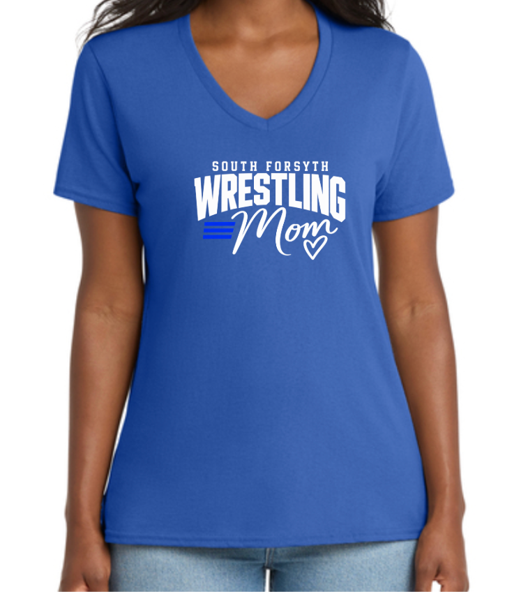 26-27 SF Wrestling Women's Core Cotton V-Neck Tee / Wrestling Mom