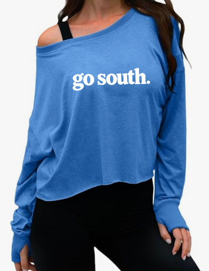 2026 SF Basketball Open Back for Women Long Sleeve Cropped Tee - Blue